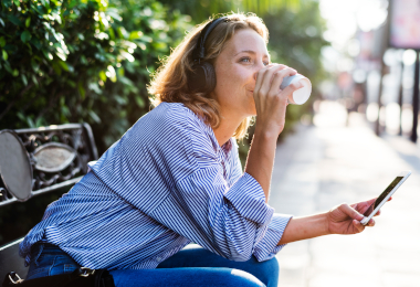 Caucasian woman with a smartphone