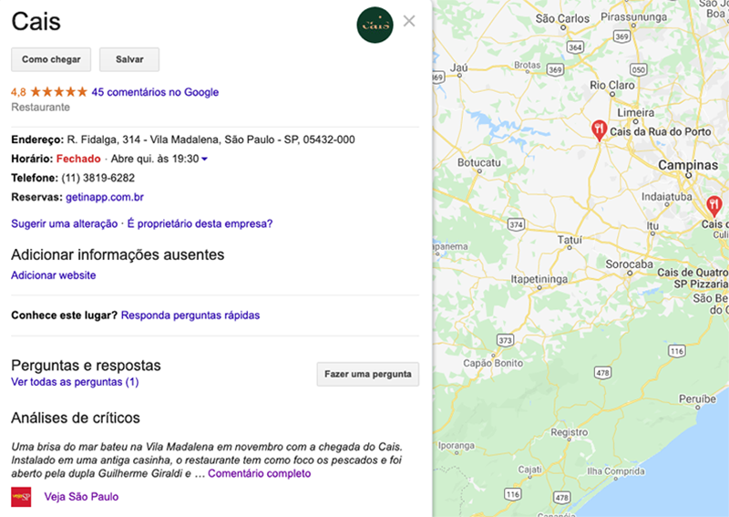 Marca e identidade visual do restaurante Cais.