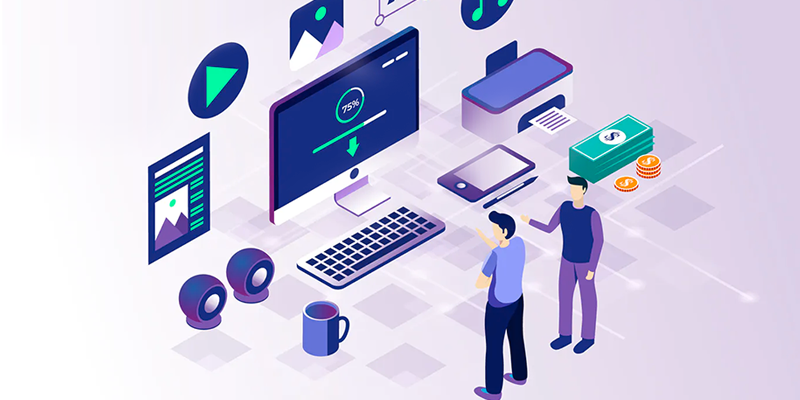 Criação de Site: Ilustração de pessoas analisando como fazer site profissional