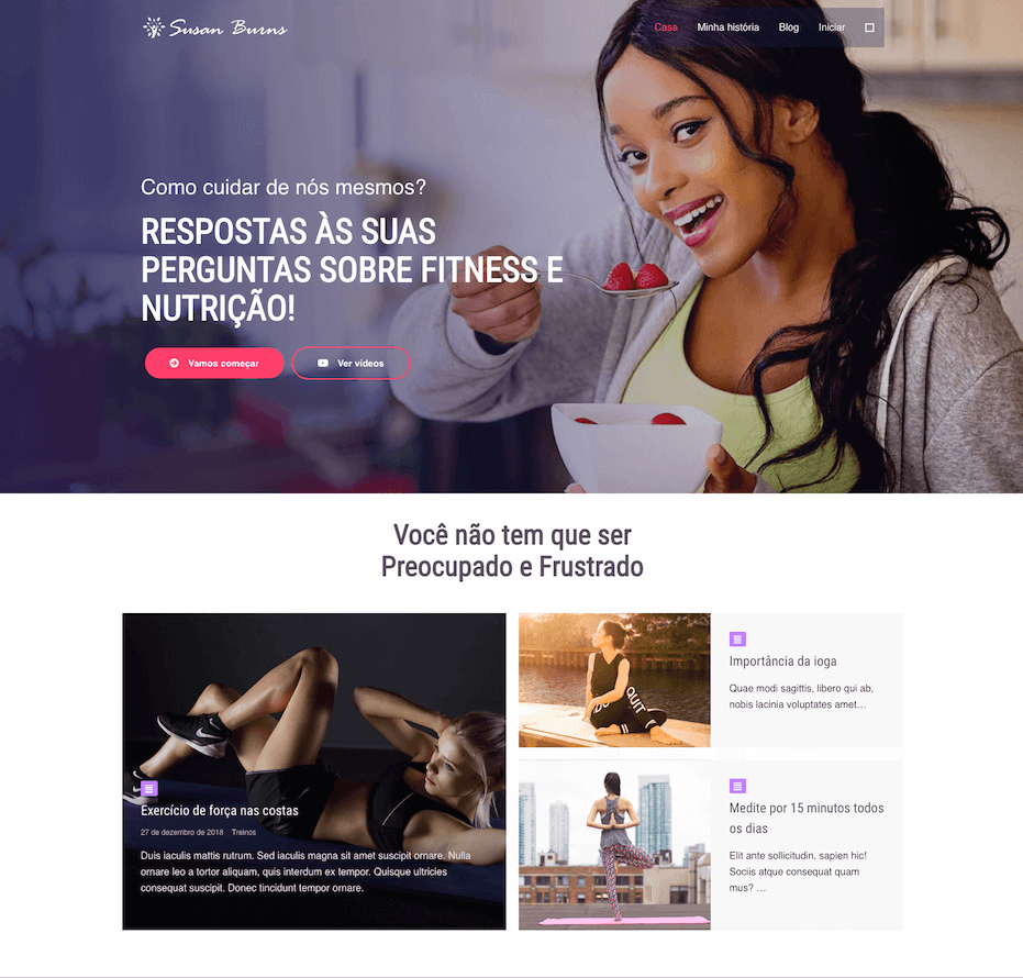 Imagem de uma página de um blog Fitness - de academia