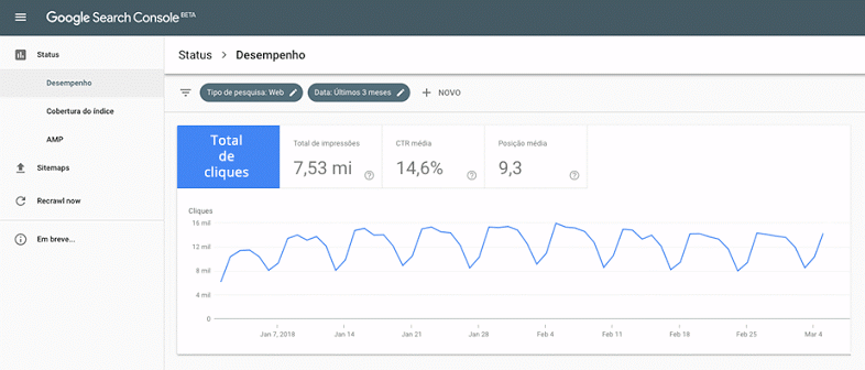 Gif animado do Google Search Console