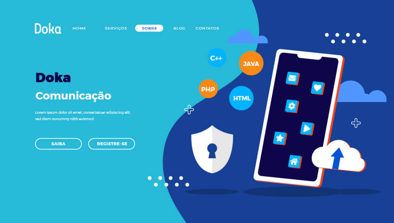 Criação de Site: Imagem da home page da Doka Comunicação
